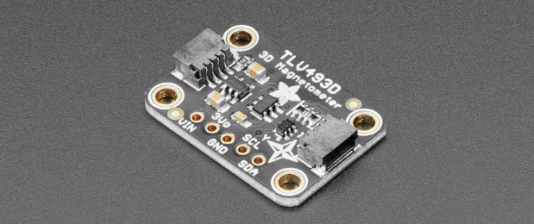 TLV493D Magnetometer A printed circuit board which allows the TLV493D magnetometer to be used.